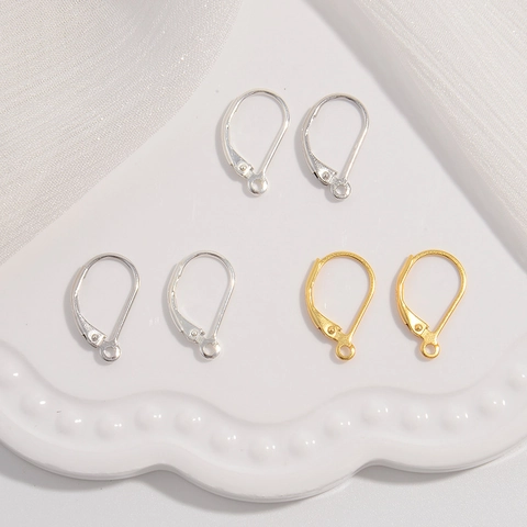 925 Sterling Silver Leverback Earring Hooks DIY Findings For Earring Making D-Shaped Simple Stylish Earring Accessory