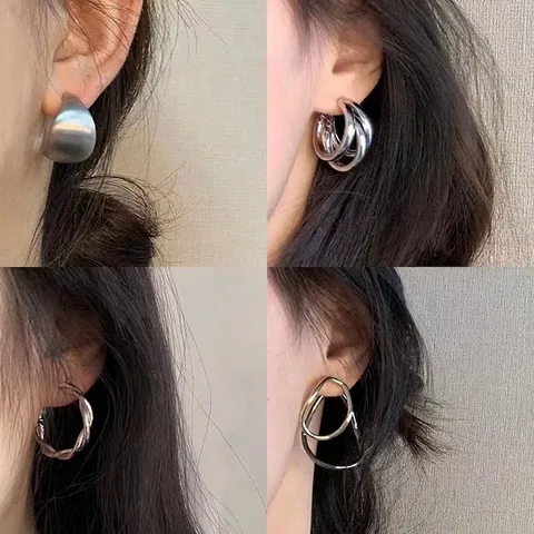 Geometrische Minimalistische Oorknopjes Ringoorbellen Voor Dames Met 925 Sterling Zilveren Oorknopje Metaal Chic Sieraden