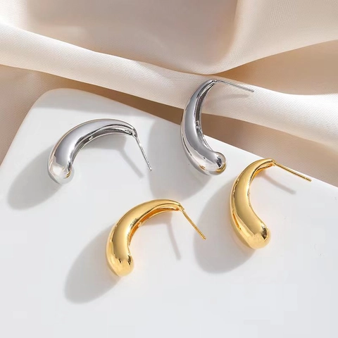 Chunky Teardrop Stud Earrings Retro High Polished Copper Jewelry With 925 Sterling Silver Earring Post For Women