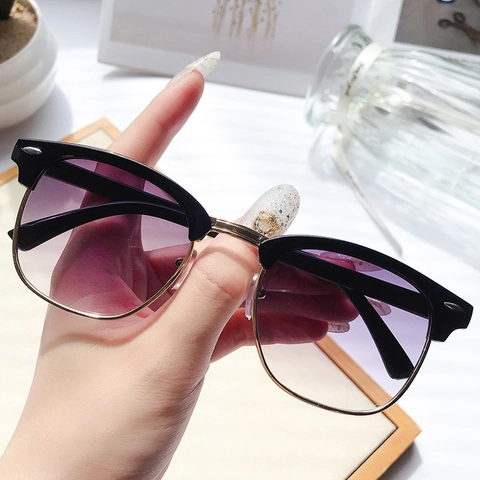 Retro Clubmaster Sonnenbrille UV400 Schutz Halbrand Metall PC Rahmen Vintage Fahrbrille Für Herren Damen Unisex