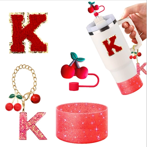 Pendentif Lettre Initiale Couvercle De Paille Papillon Botte En Silicone Tassel Paillettes Décoration Accessoires De Tasse