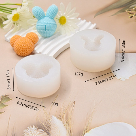 Animal Head Silicone Mold Rabbit Bear Shape For DIY Baking Fondant Chocolate Candle Soap Making Grid Texture