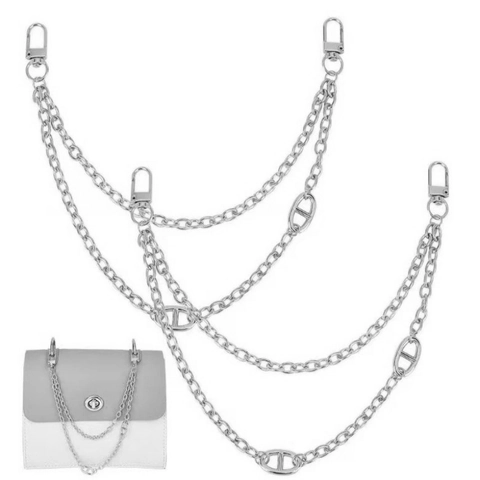 Double Layer Metal Alloy Bag Chain Strap Charm With Anchor Links And Snap Hooks For Handbag DIY Decoration