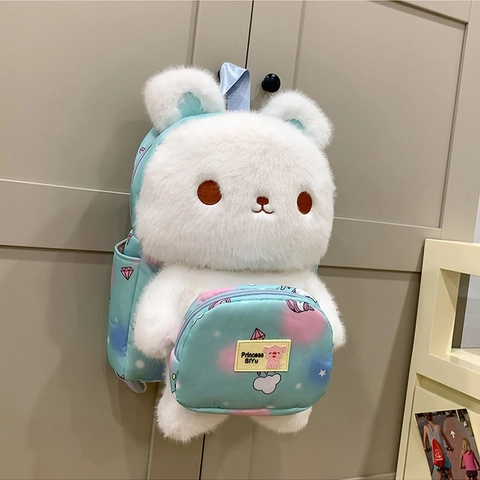 Zaino In Peluche Simpatico Coniglio Orso Per Ragazze Borsa Da Scuola Morbida Grande Capacità Zaino Casual