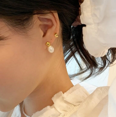 Irregular Artificial Pearl Stud Earrings With 925 Sterling Silver Earring Post Gold Plated Korean Sweet Style For Women