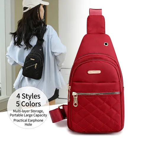 Dames Gewatteerde Nylon Borsttas Grote Capaciteit Crossbody Schoudertas Met Koptelefoongat Casual Mode Streetwear