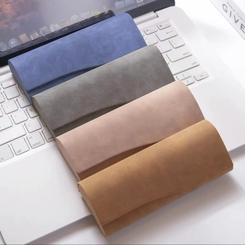 Custodia Per Occhiali Pieghevole Minimalista In Pelle PU Nubuck Texture Scamosciata Portaocchiali Per Occhiali Da Sole E Da Vista
