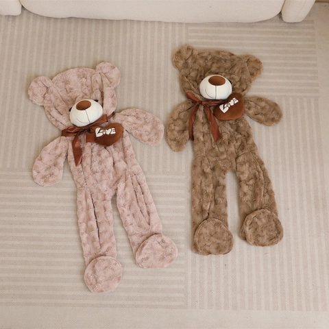 Giant Teddy Bear Plush Toy Skin Unfilled Semi-finished Rose Velvet Heart Love Embroidery Bow Tie Soft Animal Doll Cover