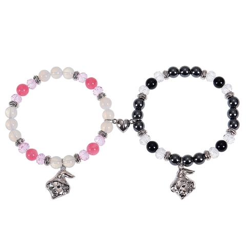 Pulseras Magnéticas Corazón A Juego Halloween Colgantes Sombrero Bruja Aleación Cuentas Cristal Vidrio Hematita Parejas
