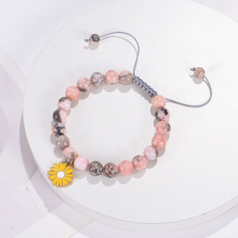 Bracciale Di Perline In Pietra Naturale Con Ciondolo Girasole Corda Intrecciata Regolabile Gioielli Boho Per Donna Regalo Di Guarigione