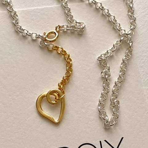 Collana Con Pendente A Cuore Traforato In Argento Sterling 925 Catena Bicolore Lariat Minimalista Gioielli Da Donna