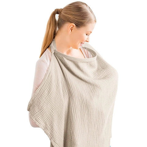 Cotton Nursing Cover For Breastfeeding Privacy Double Layer Muslin Breast Feeding Apron Outdoor Shawl Stroller Blanket For Women