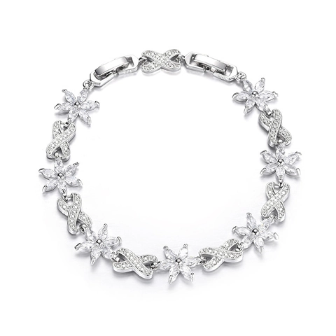 Elegant Bloem Zirconia Armband Voor Vrouwen Mode Kleurrijke Florale Messing Ingelegde Stenen Verstelbare Schakelarmband