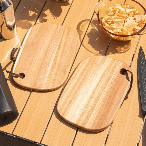 Acacia Wood Cutting Board Portable Solid Wood Cheese Tray With Leather Hanging Rope For Camping Outdoor Picnic