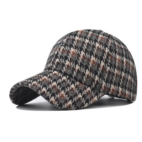 Gorra De Béisbol De Pata De Gallo Para Hombre Mujer Retro Plaid Peaked Hat Hebilla De Metal Ajustable Textura De Lana Gruesa