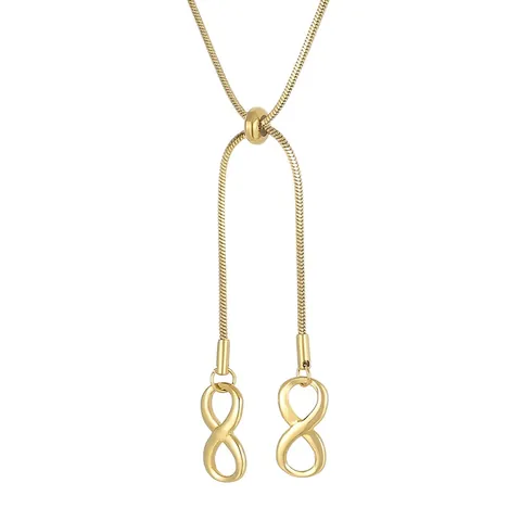 Stainless Steel Infinity Pendant Necklace Adjustable Slider Snake Chain Y Lariat Fashion Minimalist Jewelry Women
