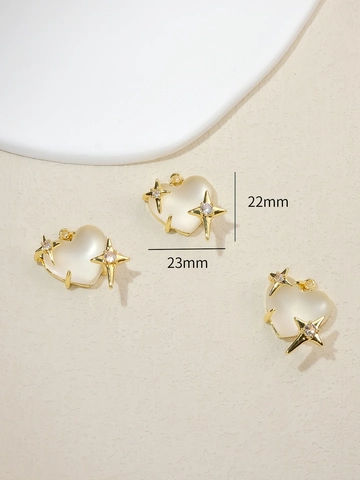 Heart Shaped Resin Pendants Copper Gold Plated With Zircon Star DIY Jewelry Making Accessories Colorful Drops