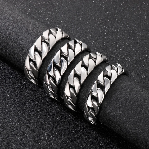 Bracelet Gourmette Cubaine Homme Acier Inoxydable Chaîne Épaisse Bijoux Mat Poli Style Industriel Hip Hop