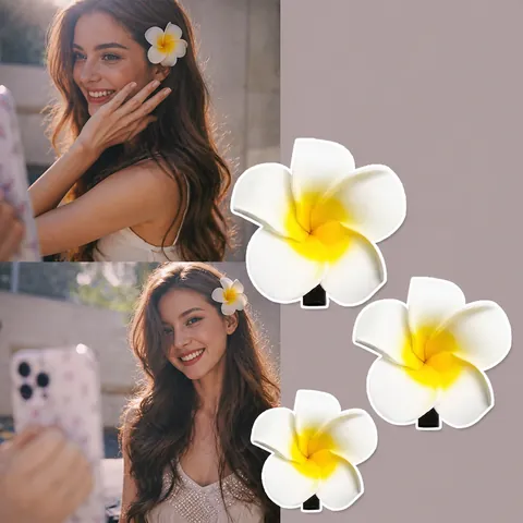Plumeria Haarspeld Realistische Frangipani Haarsieraden EVA Schuim Legering Strandvakantie Zoete Tropische Bloem Hoofddeksels Voor Vrouwen
