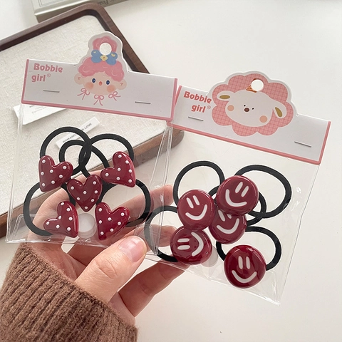 Rode Polka Dot Haarbandjes Voor Meisjes Kinderen Elastische Paardenstaarthouders Met Hars Bedeltjes Ster Hart Strikt
