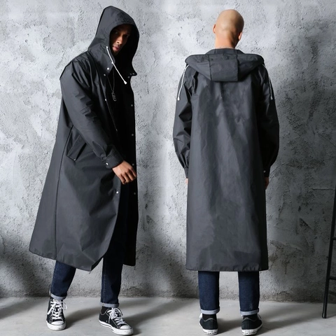 Impermeabile Lungo Moda Con Cappuccio EVA Poncho Impermeabile Escursionismo Adulti Chiusura Bottoni Antivento