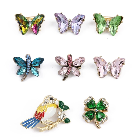 Spilla A Farfalla In Lega Con Gemme Colorate E Strass Per Donna Design Libellula Uccello Quadrifoglio Vintage Accessori