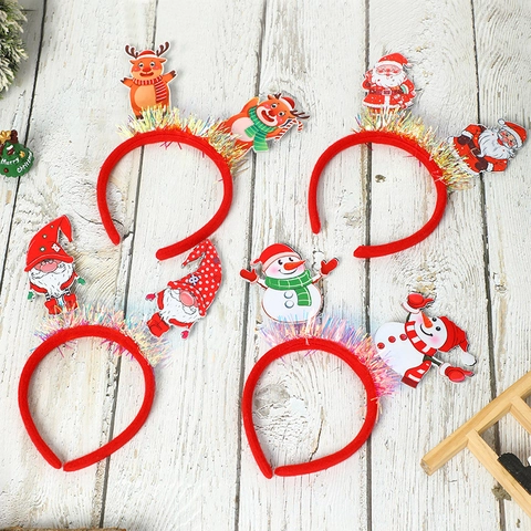 Serre-Tête De Noël Cerceau De Cheveux Festif Avec Père Noël Bonhomme De Neige Renne Gnome Décoration De Fête