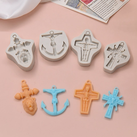 Stampo In Silicone A Croce Halloween Religioso Testa Di Leone Ancora Gesù Scheletro Gotico Resina Cioccolato