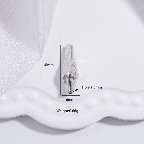 Cuentas Espaciadoras De Plata De Ley 925 Textura Martillada Barroca Tubo Largo Irregular Para Accesorios De Creación De Joyas DIY
