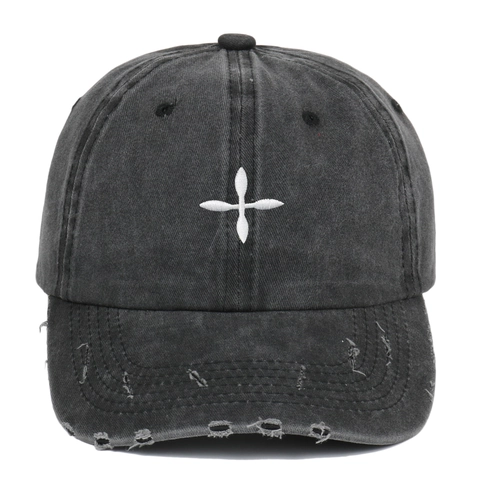 Casquette de Baseball Vintage Délavée Avec Broderie de Croix Réglable en Coton Soft Top Streetwear Dad Hat pour Hommes Femmes