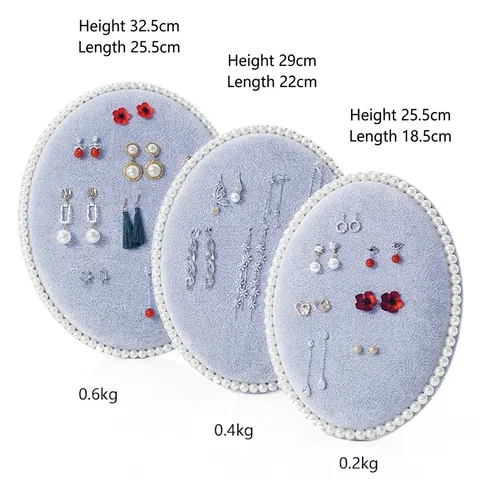 Oval Schmuck Display Board Künstliche Perle Kanten Samt Ohrring Organizer Ständer Wandhalterung Halskette Lagerung Showcase
