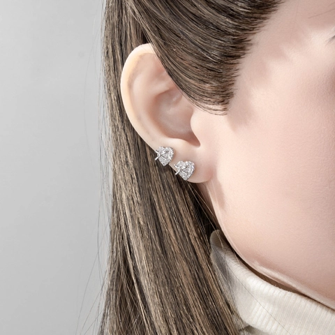 Zirkonia Hart Strik Kraakbeen Stud Oorbel Koper Titanium Staal Schroefsluiting Zoete Retro Sieraden Voor Dames