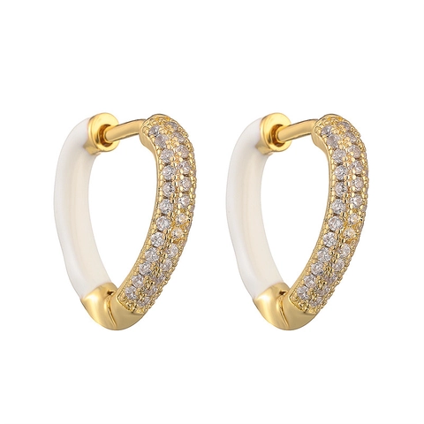 Heart Shape Hoop Earrings Copper Enamel Inlaid Zirconia Colorful Elegant Fashion Jewelry For Women