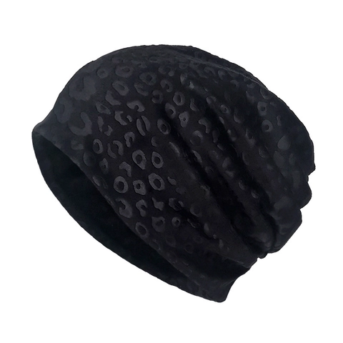 Bonnet Léopard Souple En Polyester Chaud Doux Automne Hiver Mode Couvre Chef Décontracté Pour Hommes Femmes