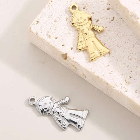 Ciondolo Personaggio Cartone Animato In Acciaio Inossidabile Per Creazione Gioielli DIY Stile Hip Hop Punk Ragazzo Argento E Oro