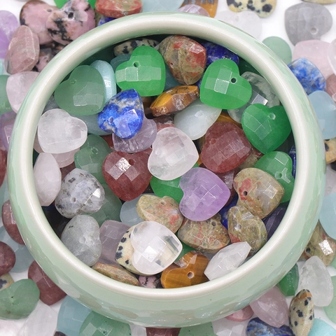 Pendenti In Pietra Preziosa A Forma Di Cuore Charms In Cristallo Di Pietra Naturale Sfaccettati Per La Creazione Di Gioielli Fai Da Te Accessorio