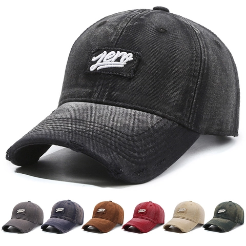 Baseball Cap Washed Distressed Cotton Hat Letter Embroidered Adjustable Retro Streetwear Sunshade For Men Women