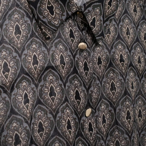 Blusa De Mujer Manga Larga Gasa Estampado Geométrico Paisley Cuello Vuelto Botonadura Sencilla Vintage Oficina