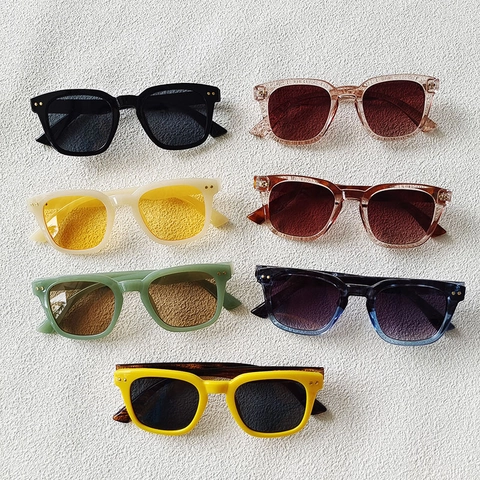 Gafas De Sol Cuadradas De Moda Protección UV400 Montura De Resina Lentes Degradados Retro De Gran Tamaño Para Mujeres Hombres