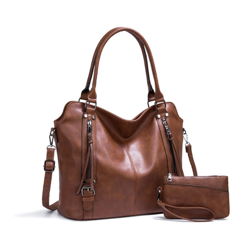 Grande Borsa Tote Da Donna Borsa A Mano In Pelle PU Borsa A Tracolla E Pochette Retro Versatile Alta Capacità