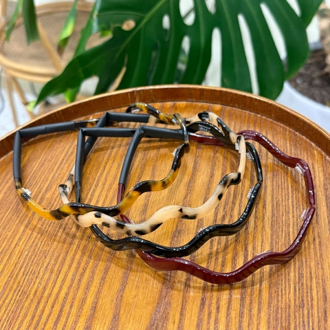 Wave Eyeglasses Shaped Headband Acetate Tortoise Shell Texture Vintage Hair Band Non Slip Simple Headpiece For Women