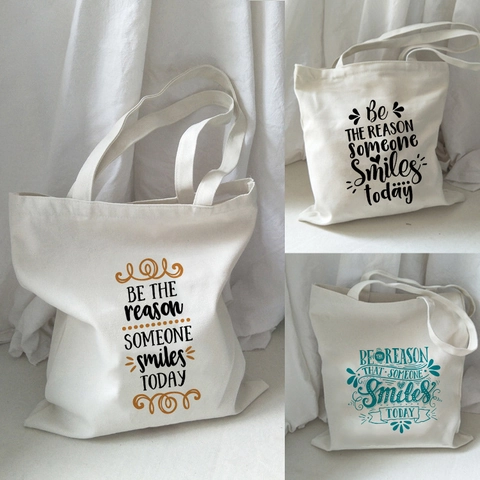 Women Canvas Tote Bag Letter Print Large Capacity Minimalist Aesthetic Shoulder Handbag Eco Friendly Shopping Bag