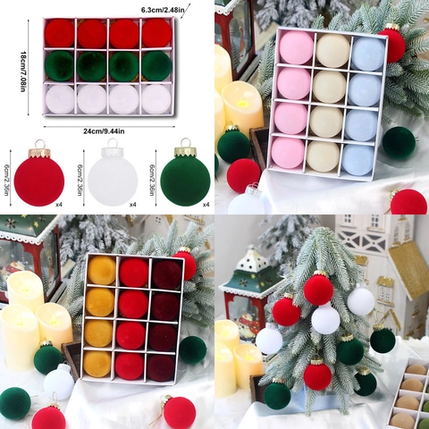 Ornamenti Per Palle Di Natale Superficie In Velluto Floccato Plastica PET Pendenti Appesi Per Decorazioni Per Alberi Di Natale Eleganti