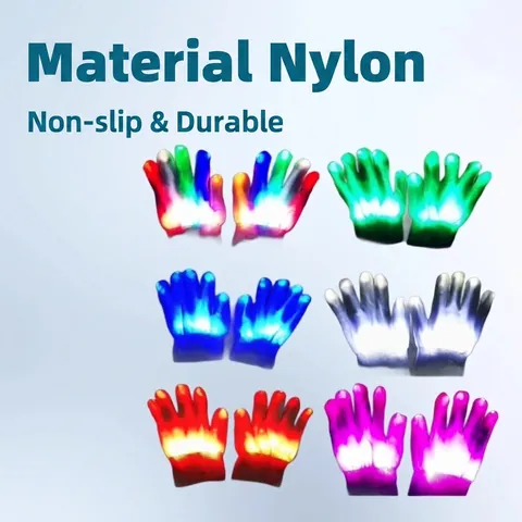 LED Glowing Gloves Knitted Nylon Flashing Finger Lighting Performance Dance Party Supplies Colorful Light Up Hand Wear