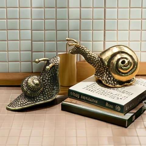 Statuetta Lumaca In Ottone Miniatura Bronzo Massiccio Ornamento Scrivania Scultura Animale Vintage Fermacarte Decorazione Casa