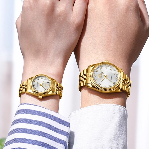 Quartz Watch Stainless Steel Band Rhinestone Dial Luminous Waterproof Business Fashion Wristwatch For Men Women