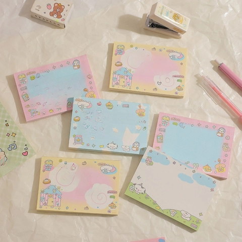 Cute Cartoon Memo Pad Kawaii Animal Illustration Message Note Paper 60 Sheets Non Sticky Office School Supplies For Student Gift