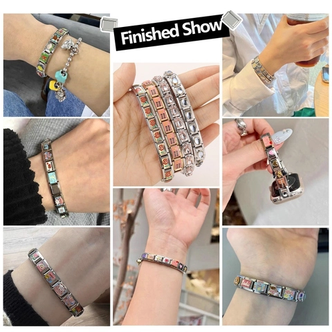 Ciondoli per Bracciale Modulare Italiano in Acciaio al Titanio Strass Perla Artificiale per Gioielli DIY Donna Accessori