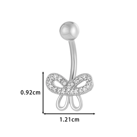 Stainless Steel Zirconia Belly Button Ring Bow Heart Butterfly Star Leaf Dangle Navel Piercing Body Jewelry For Women
