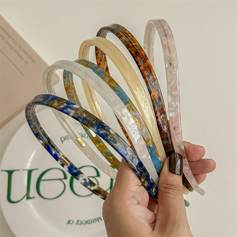 Eleganter Acetat Haarreif Mit Rutschfesten Zähnen Französischer Nischen Haarschmuck Schildpatt Marmor Textur Für Damen